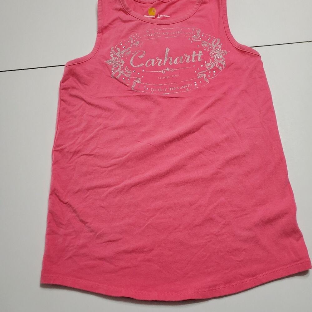 Carhartt Shirt Girls 12 Pink‎ Spellout Bling Cowgirl Comfort Stretch Sleeveless